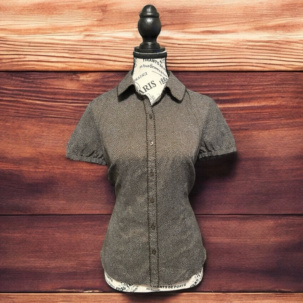 LOFT Short Sleeve Button Down size 6-Brown - Picture 12 of 12